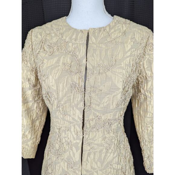 CHICO'S! STUNNING GOLD, RIBBON EMBROIDERED, 3/4 SLEEVE JACKET, BLAZER! SZ 2/4 - Picture 10 of 10